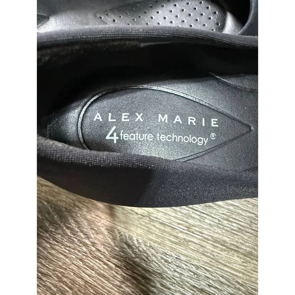 Alex Marie Black Block Heel Pumps Square Toe 4-Feature Technology Womens 8M